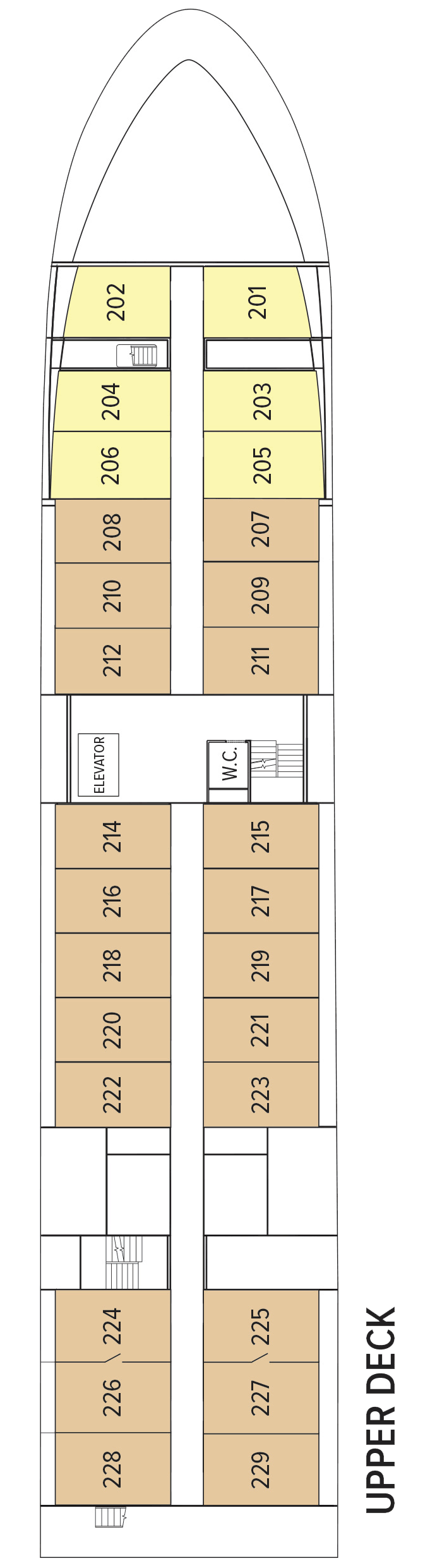 Upper (Deck 2) deck plan for National Geographic Quest