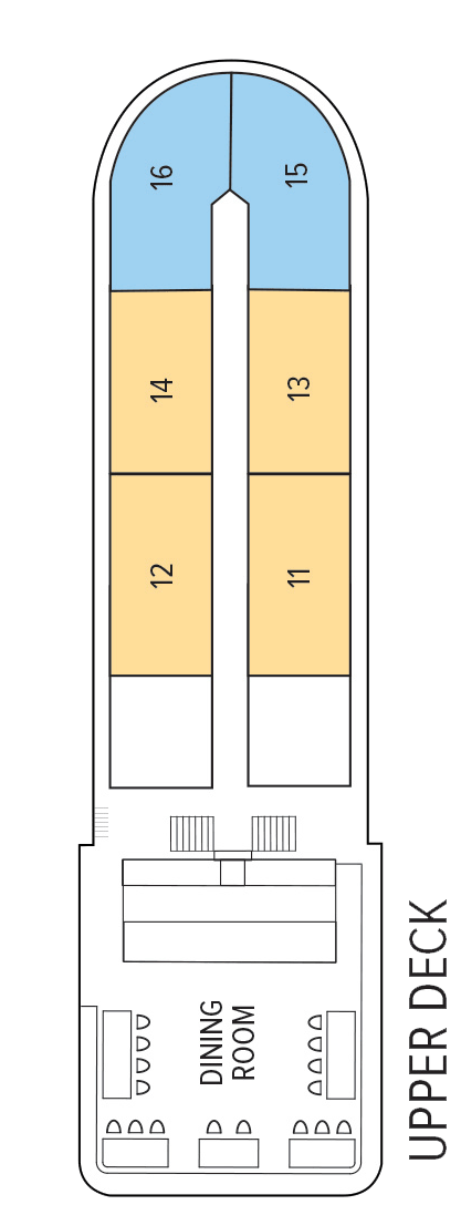 Upper (Deck 2) deck plan for Delfin II