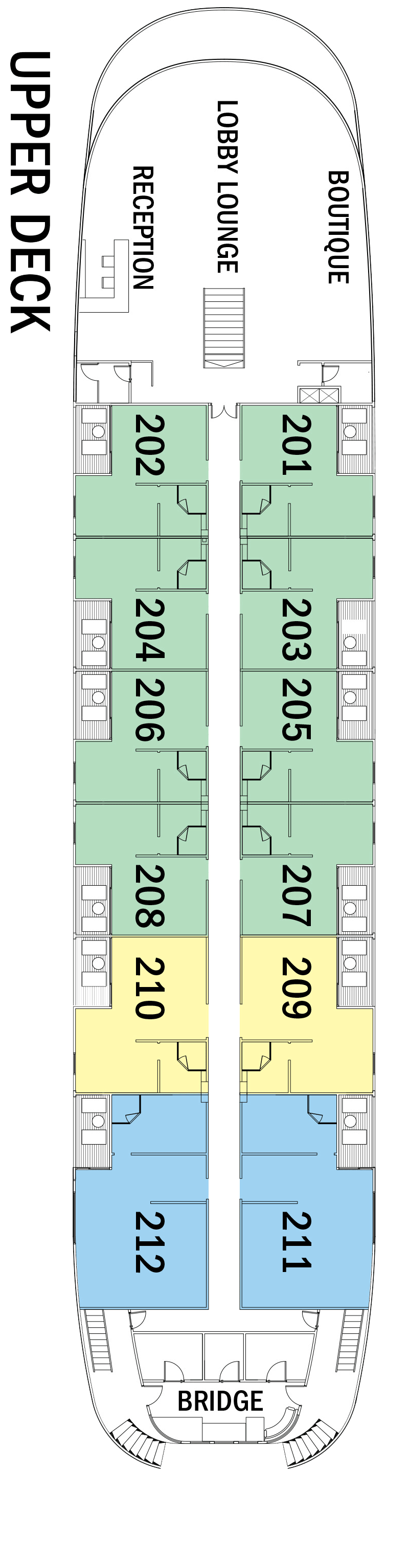 Upper (Deck 2) deck plan for Jahan