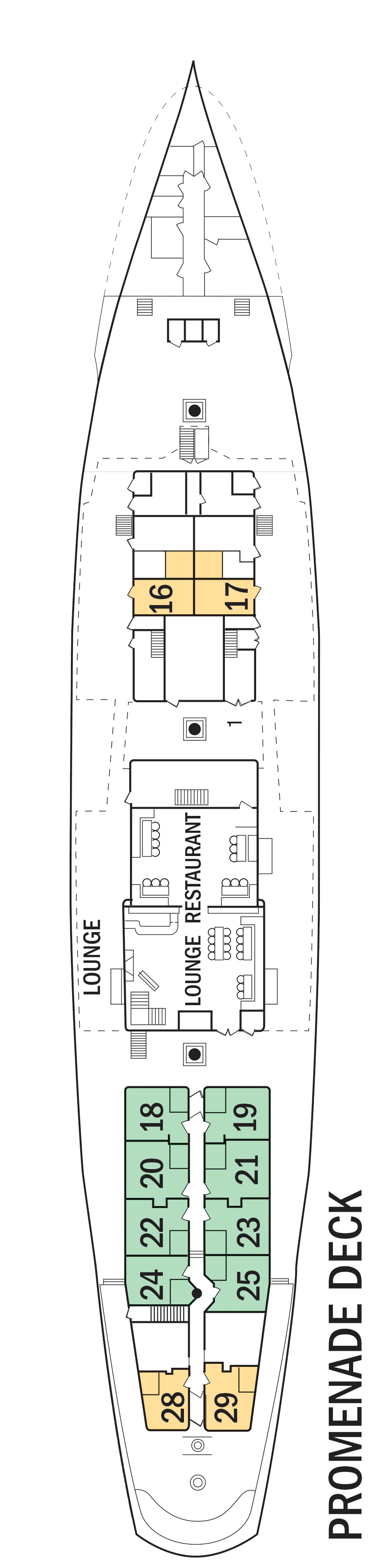 Promenade (Deck 2) deck plan for Sea Cloud