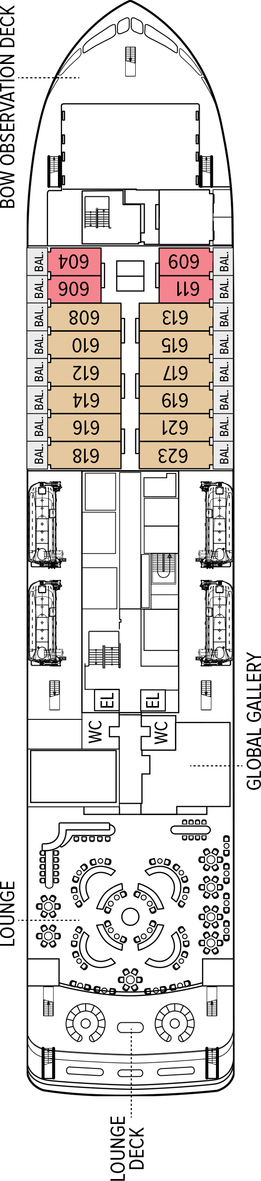 Lounge (Deck 4) deck plan for National Geographic Endurance