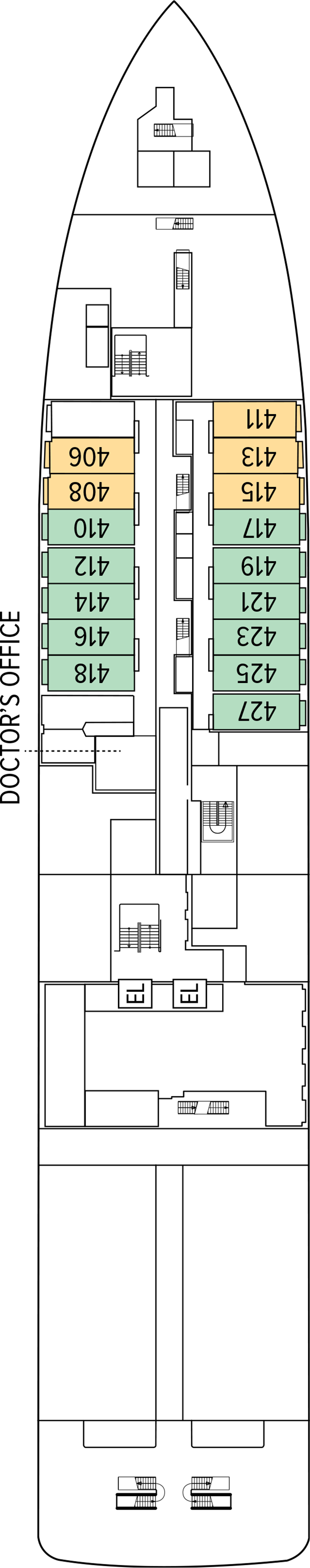 Fore (Deck 2) deck plan for National Geographic Resolution