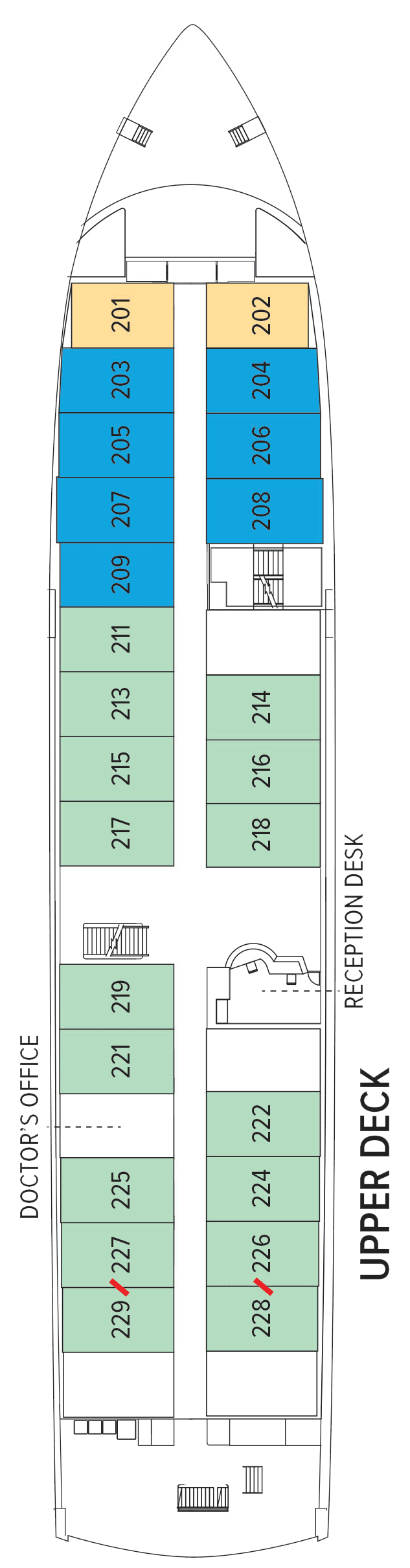 Upper (Deck 2) deck plan for National Geographic Gemini