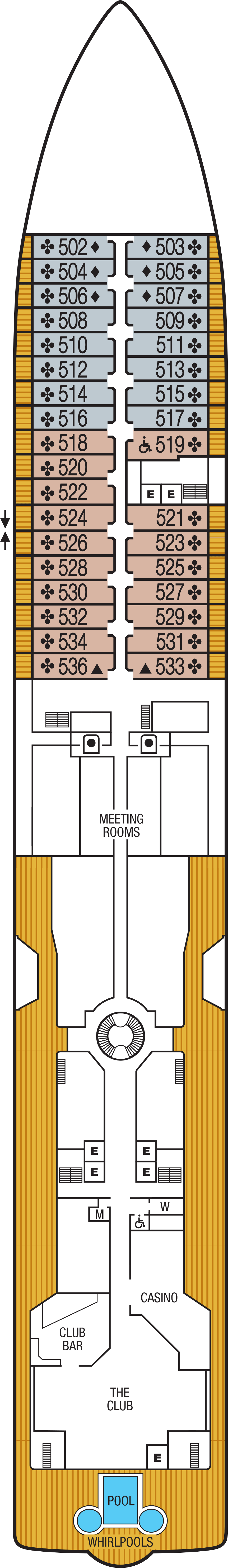 Deck 5 deck plan for Seabourn Odyssey