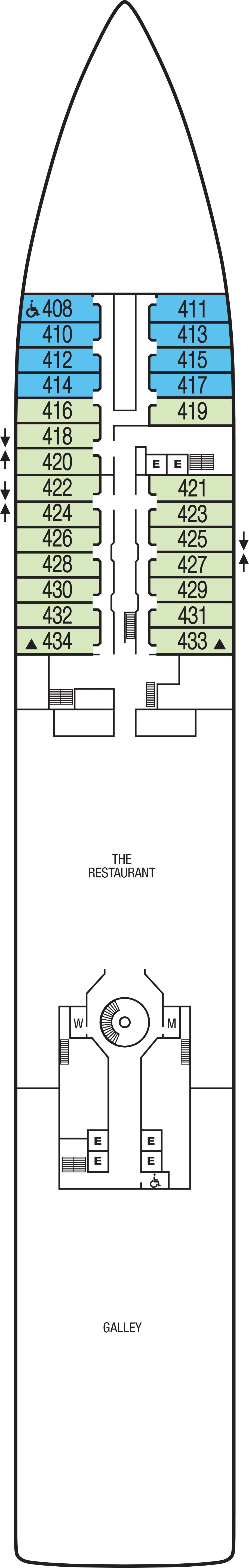 Deck 4 deck plan for Seabourn Odyssey
