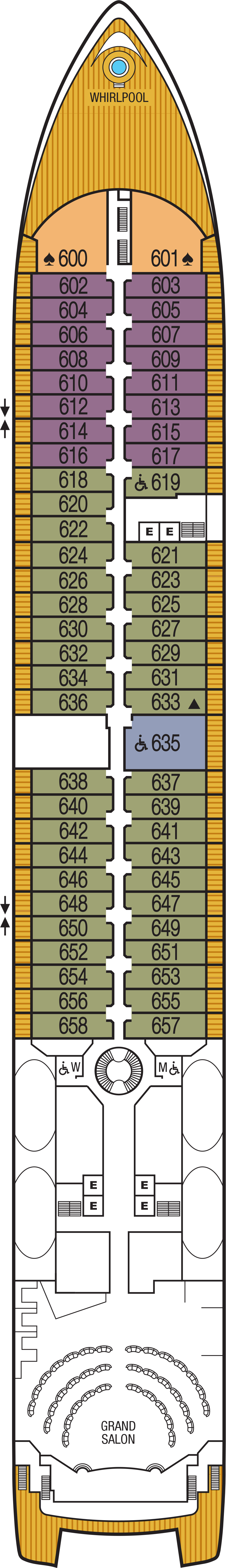 Deck 6 deck plan for Seabourn Odyssey