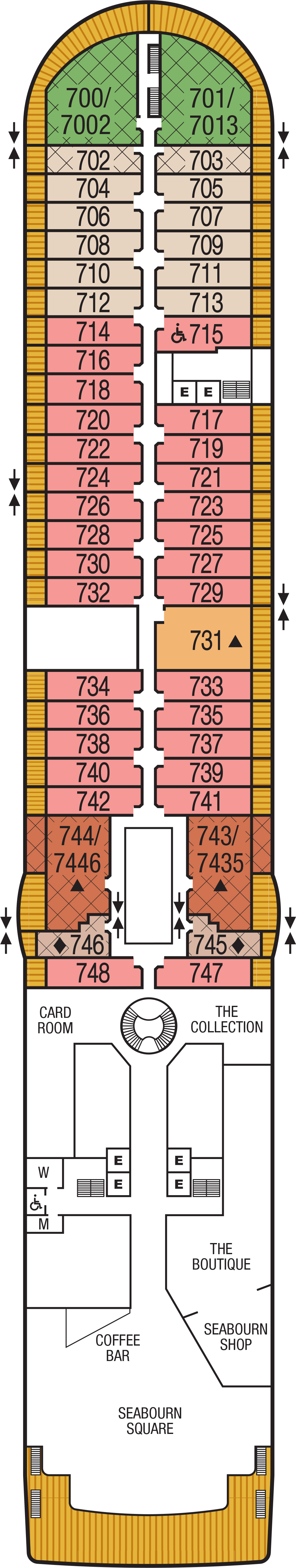 Deck 7 deck plan for Seabourn Odyssey
