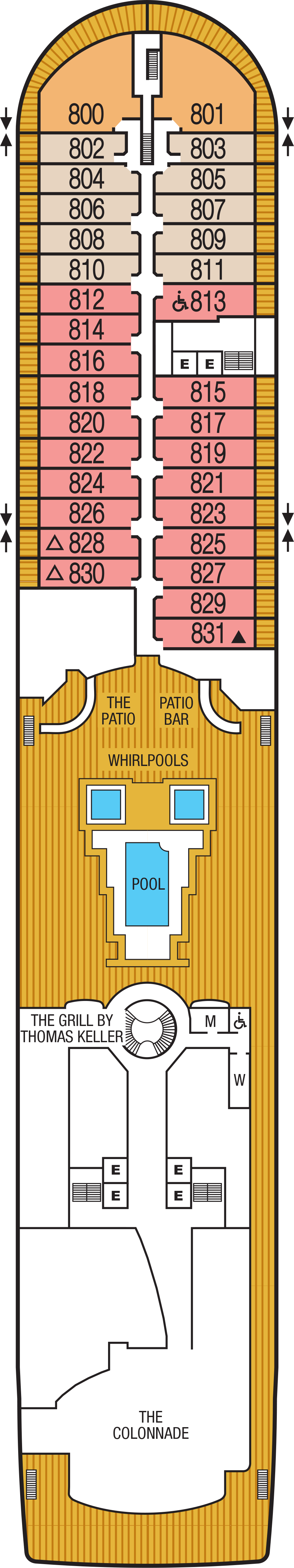 Deck 8 deck plan for Seabourn Odyssey