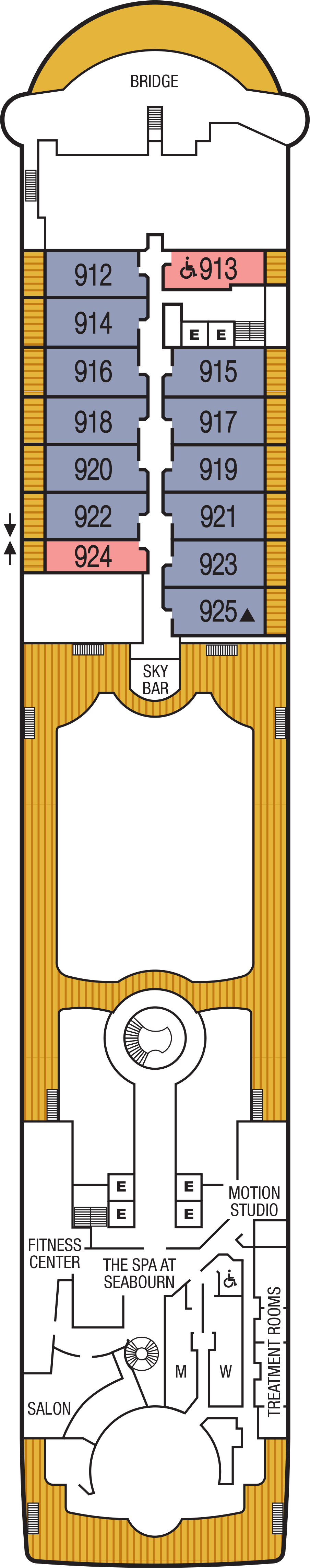 Deck 9 deck plan for Seabourn Odyssey
