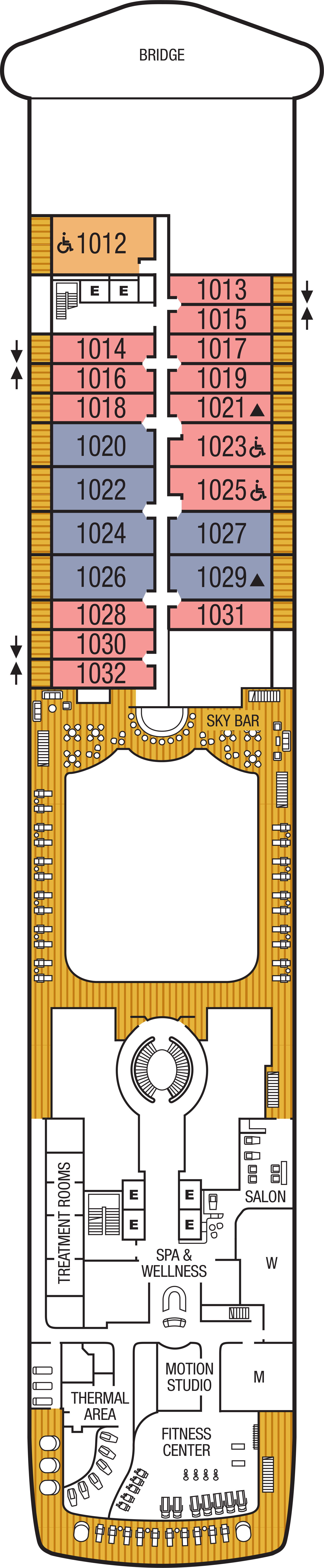 Deck 10 deck plan for Seabourn Ovation