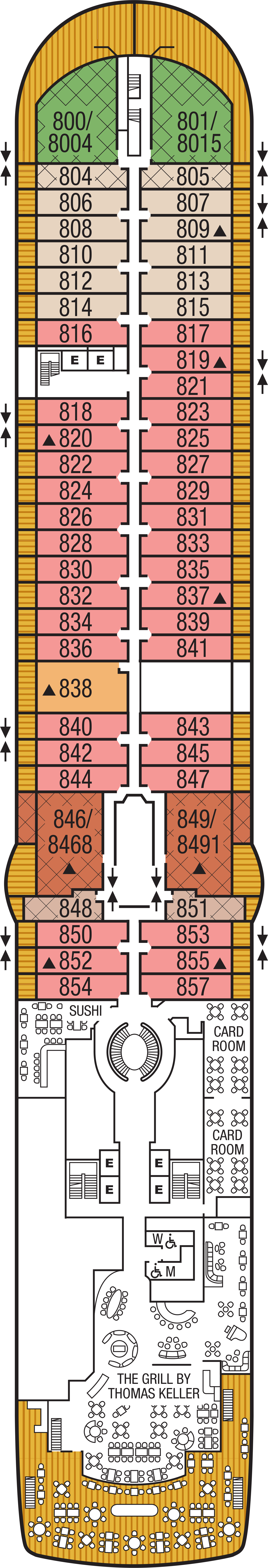 Deck 8 deck plan for Seabourn Ovation