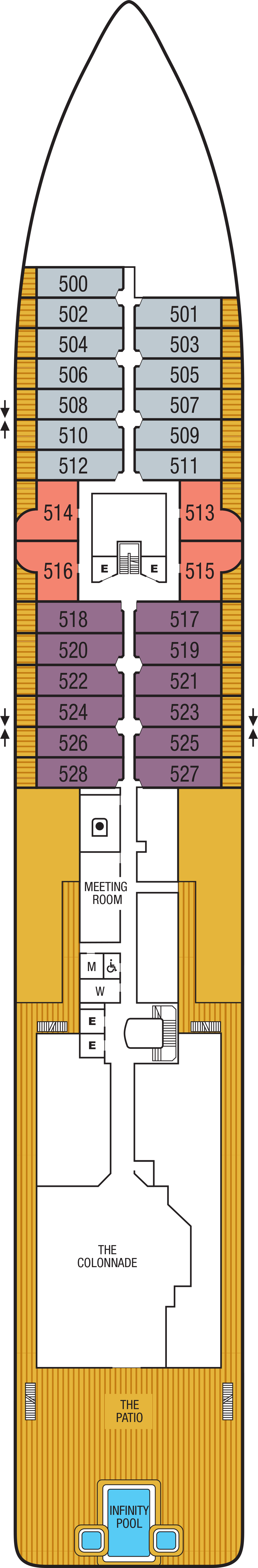 Deck 5 deck plan for Seabourn Venture