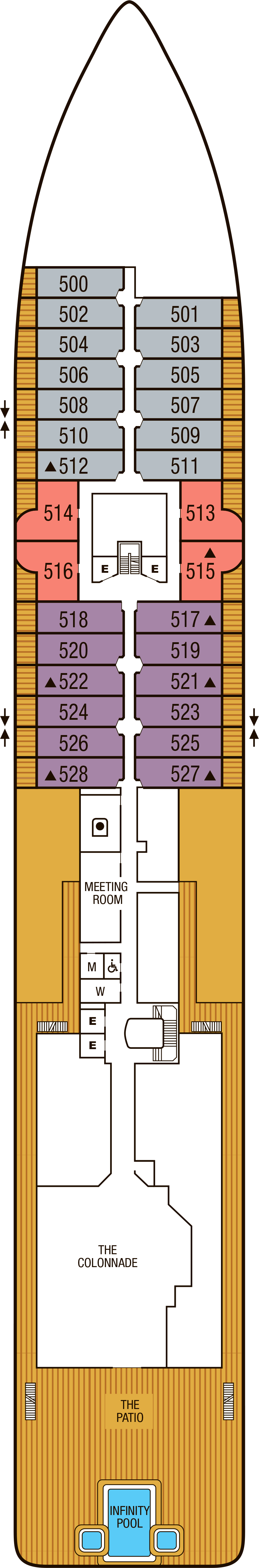 Deck 5 deck plan for Seabourn Pursuit