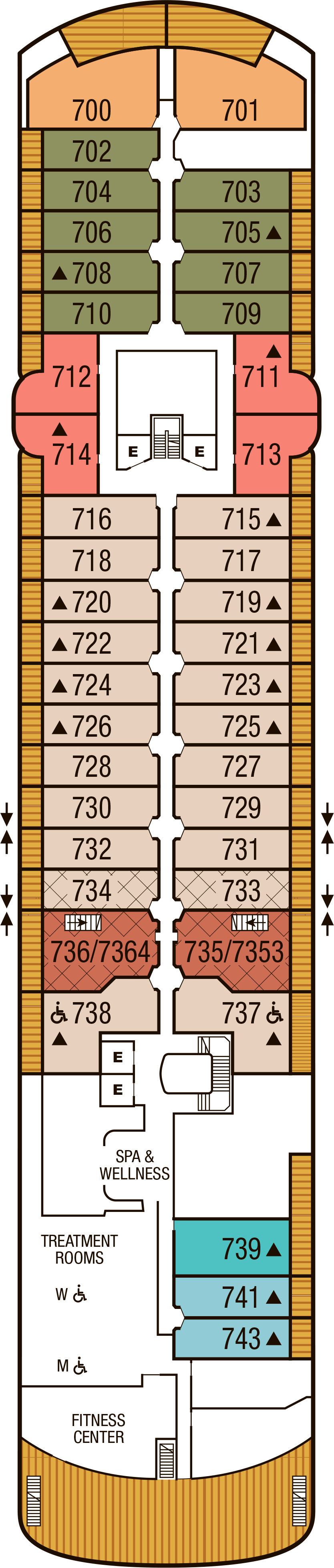 Deck 7 deck plan for Seabourn Pursuit