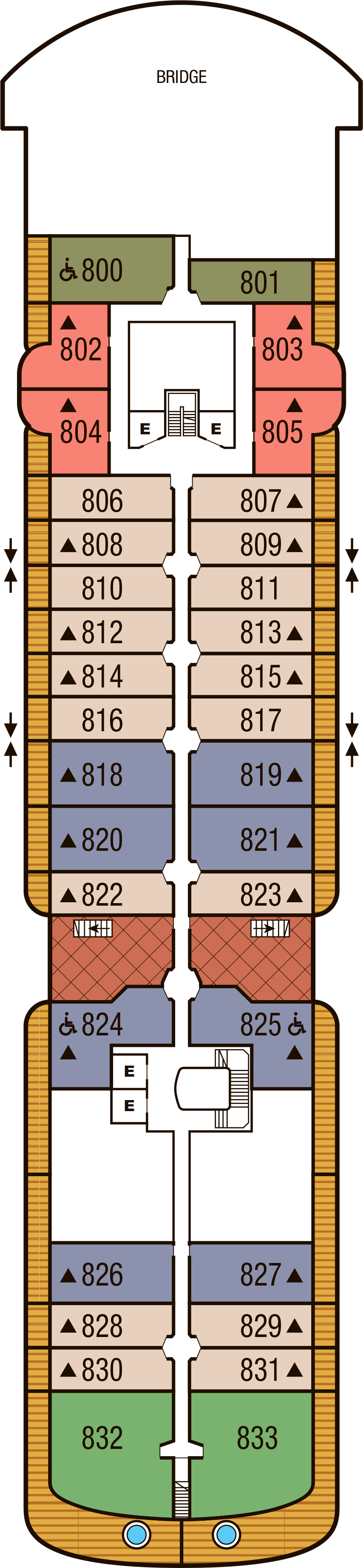 Deck 8 deck plan for Seabourn Pursuit