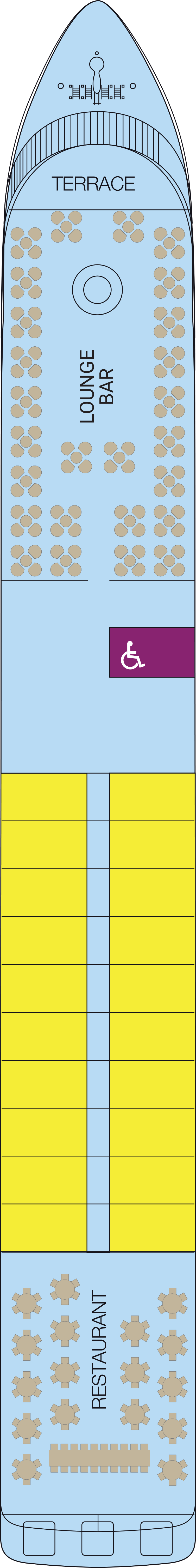 Middle (Deck 2) deck plan for MS Cyrano de Bergerac