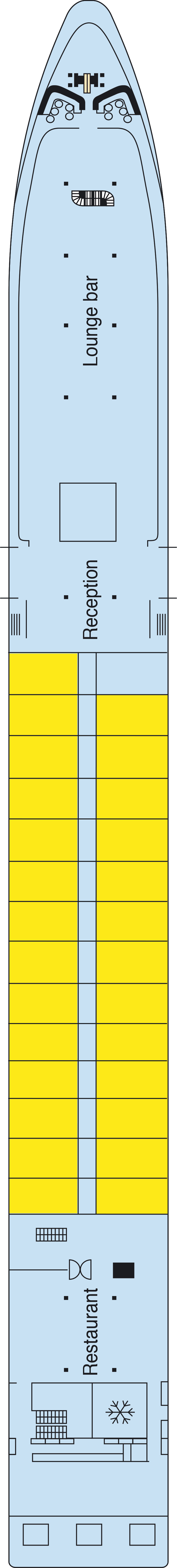 Upper (Deck 2) deck plan for MS Michelangelo