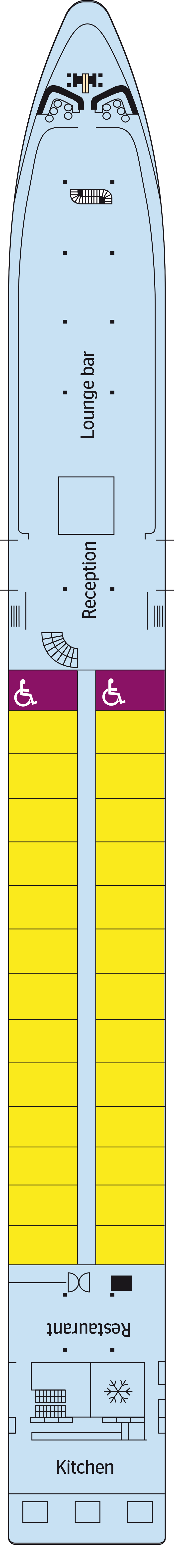 Upper (Deck 2) deck plan for MS France