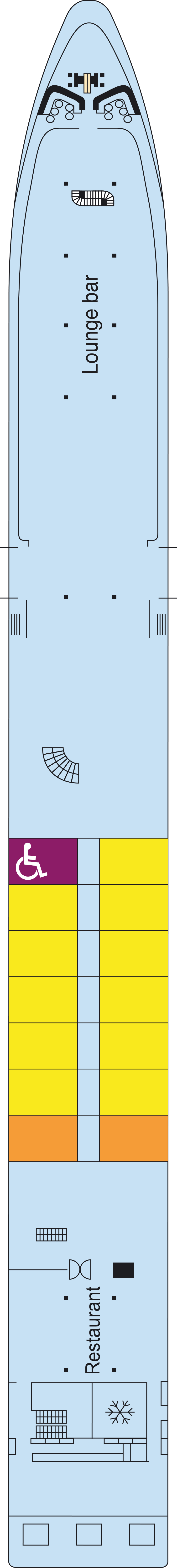 Upper (Deck 2) deck plan for MS Lafayette