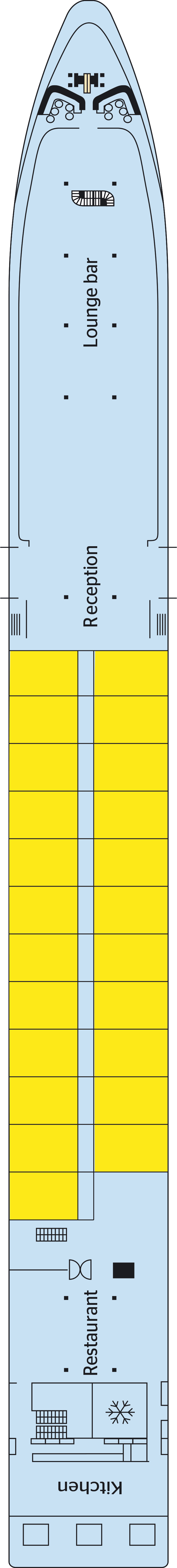 Upper (Deck 2) deck plan for MS Leonard de Vinci