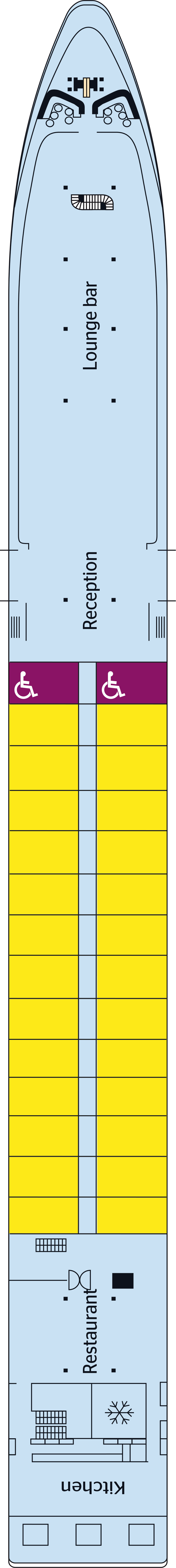 Upper (Deck 2) deck plan for MS Modigliani