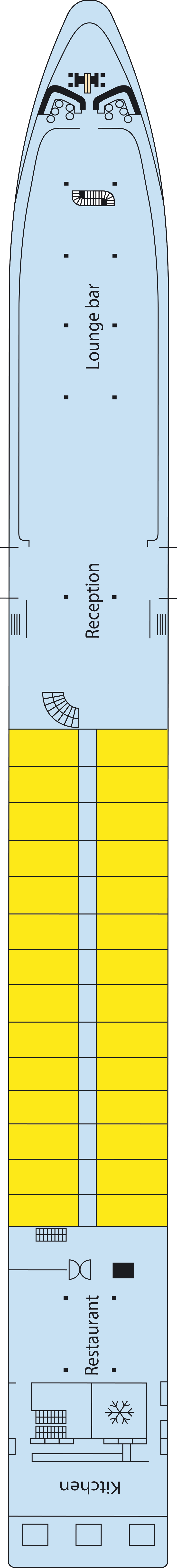 Upper (Deck 2) deck plan for MS Monet