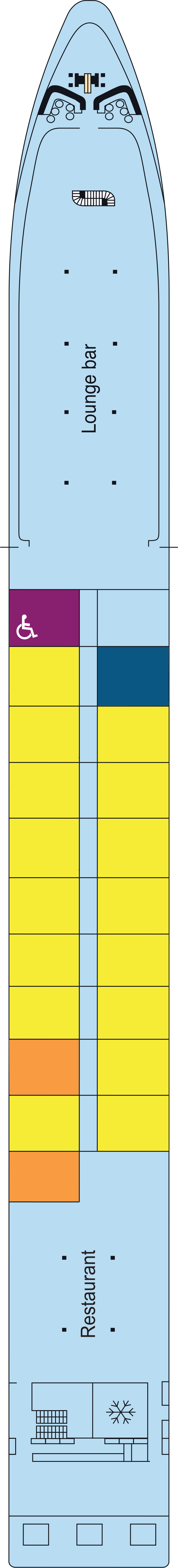 Upper (Deck 2) deck plan for MS Camargue
