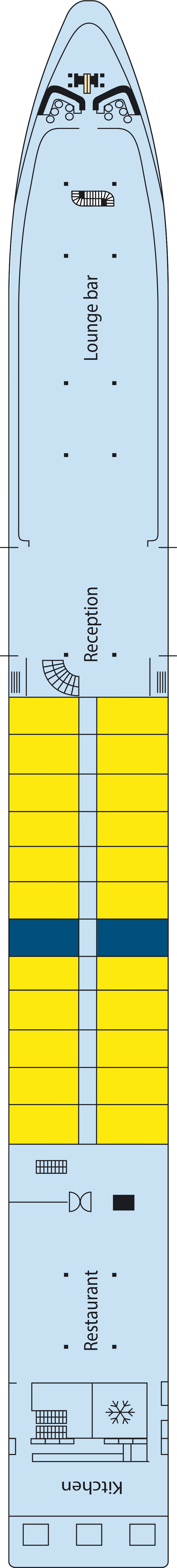 Upper (Deck 2) deck plan for MS Seine Princess