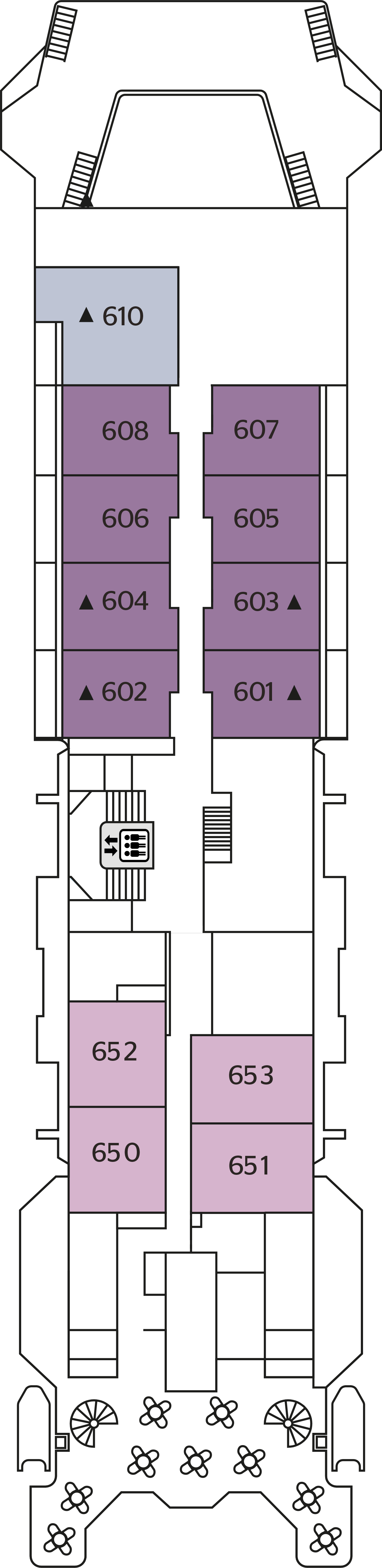 Deck 6 deck plan for La Belle Des Oceans