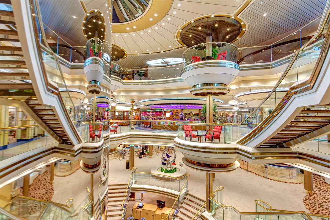  The atrium on one of <em>Pullmantur’s</em> ships 