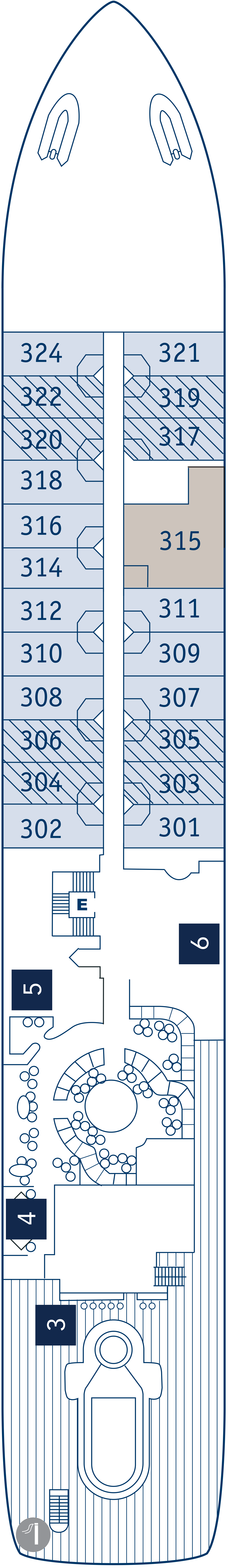Deck 3 deck plan for SeaDream II