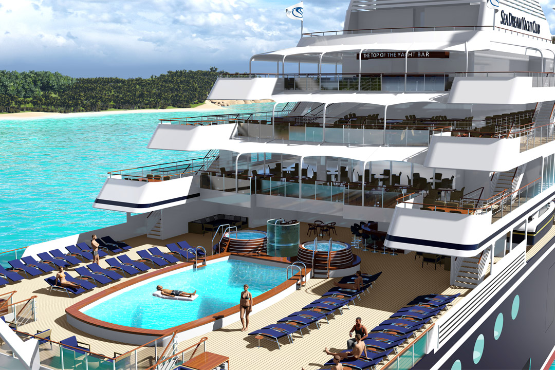  A rendering of <em>SeaDream Innovation’s</em> sun deck.