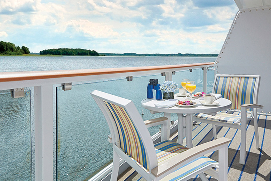  Enjoy great views from private balcony staterooms onboard <em>American Spirit</em>. 