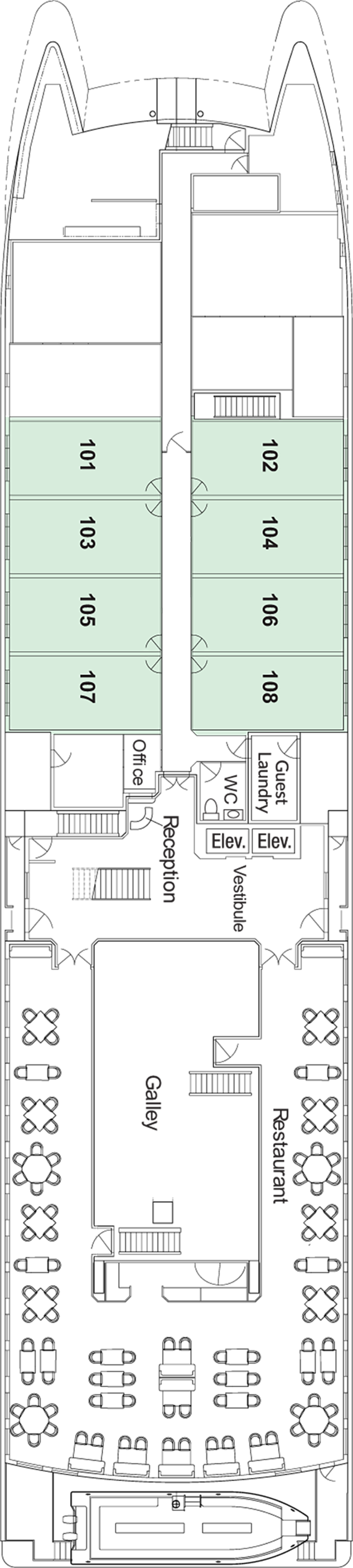 Deck 1 deck plan for American Glory