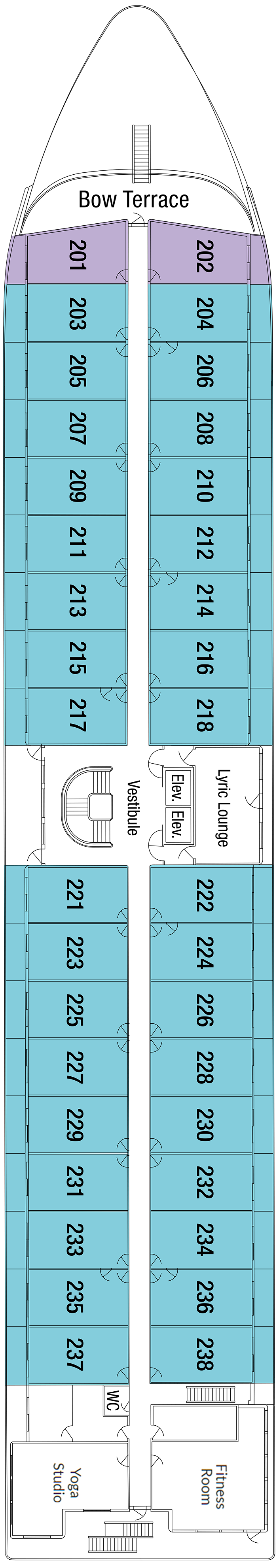 Deck 2 deck plan for American Serenade