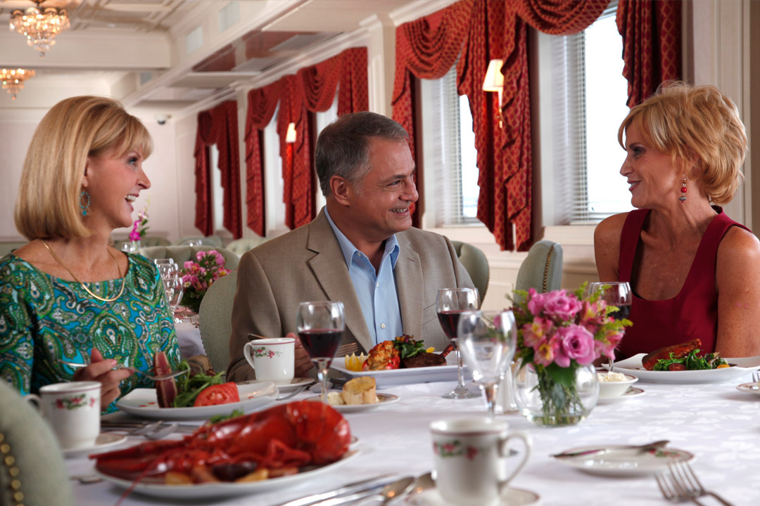 Dining onboard an American Cruise Line river boat.