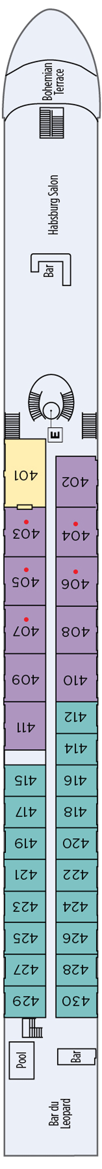 Hofburg (Deck 3) deck plan for S.S. Maria Theresa