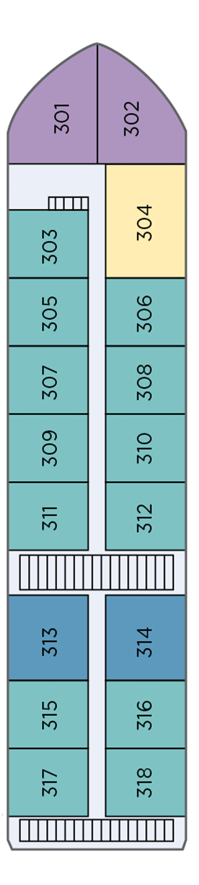 Upper (Deck 2) deck plan for Ganges Voyager II