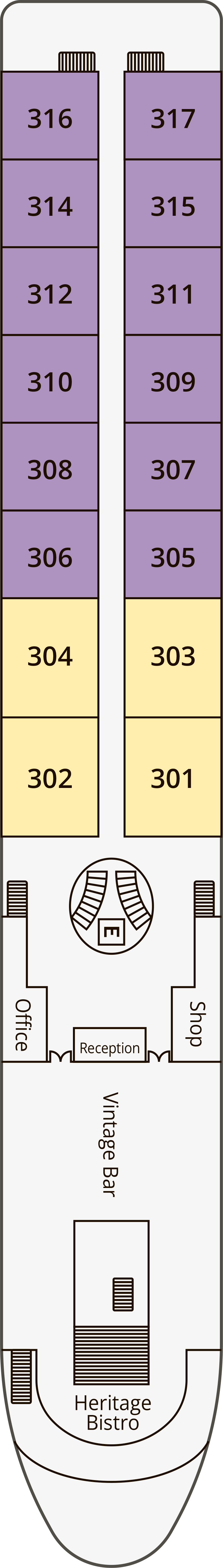 Azores (Deck 3) deck plan for S.S. Sao Gabriel