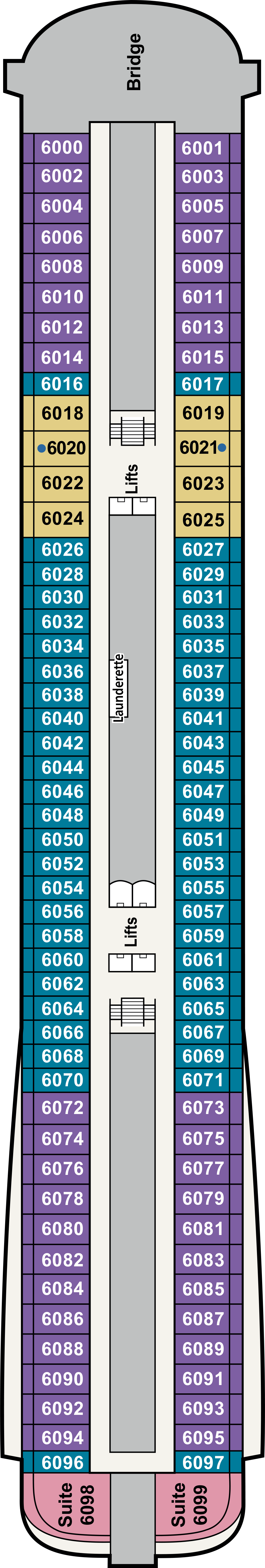 Deck 6 deck plan for Viking Saturn