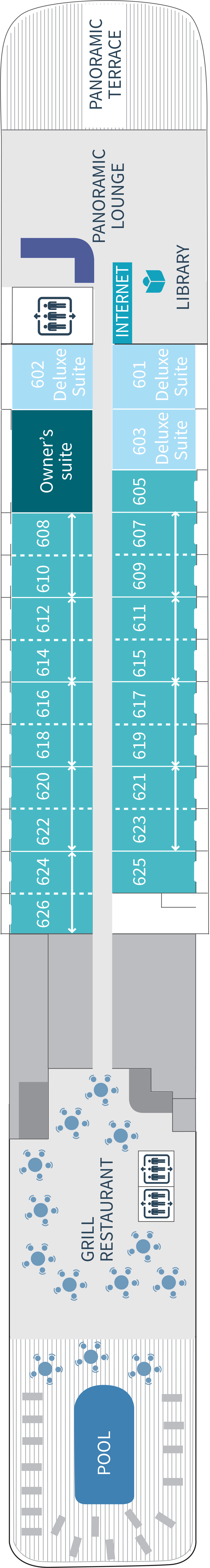 Deck 6 deck plan for Le Boreal 
