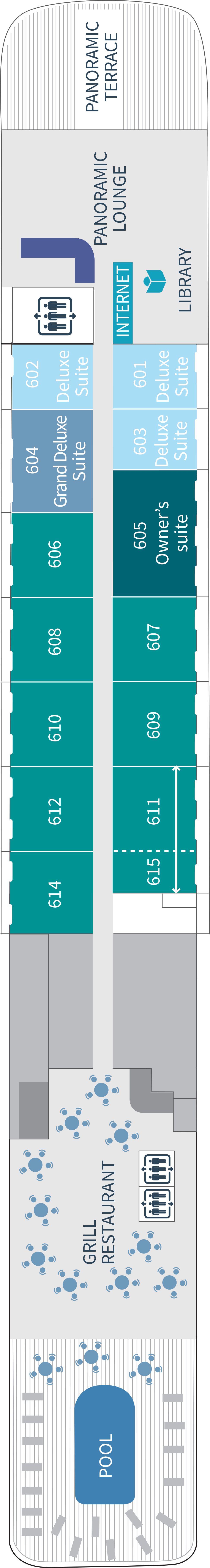 Deck 6 deck plan for Le Lyrial 