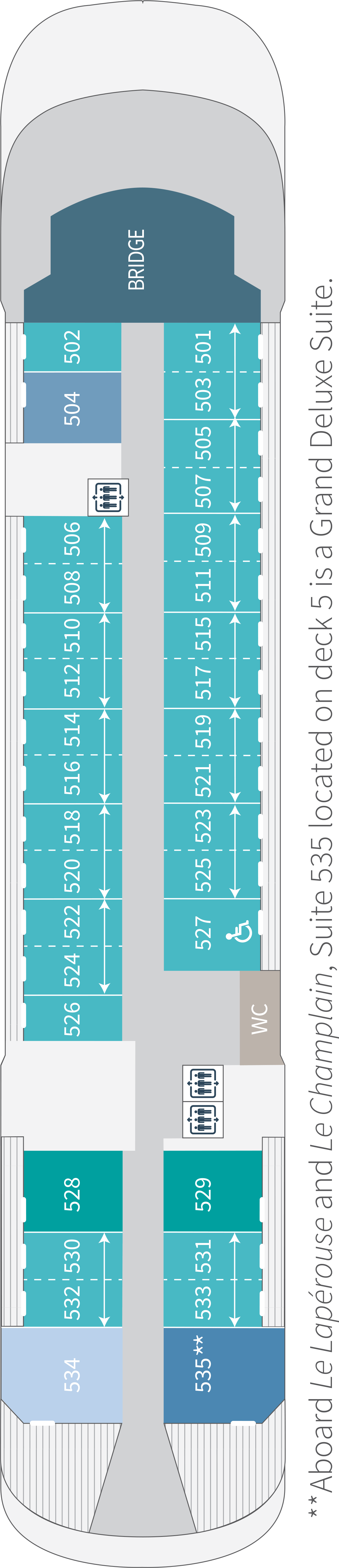 Deck 5 deck plan for Le Champlain