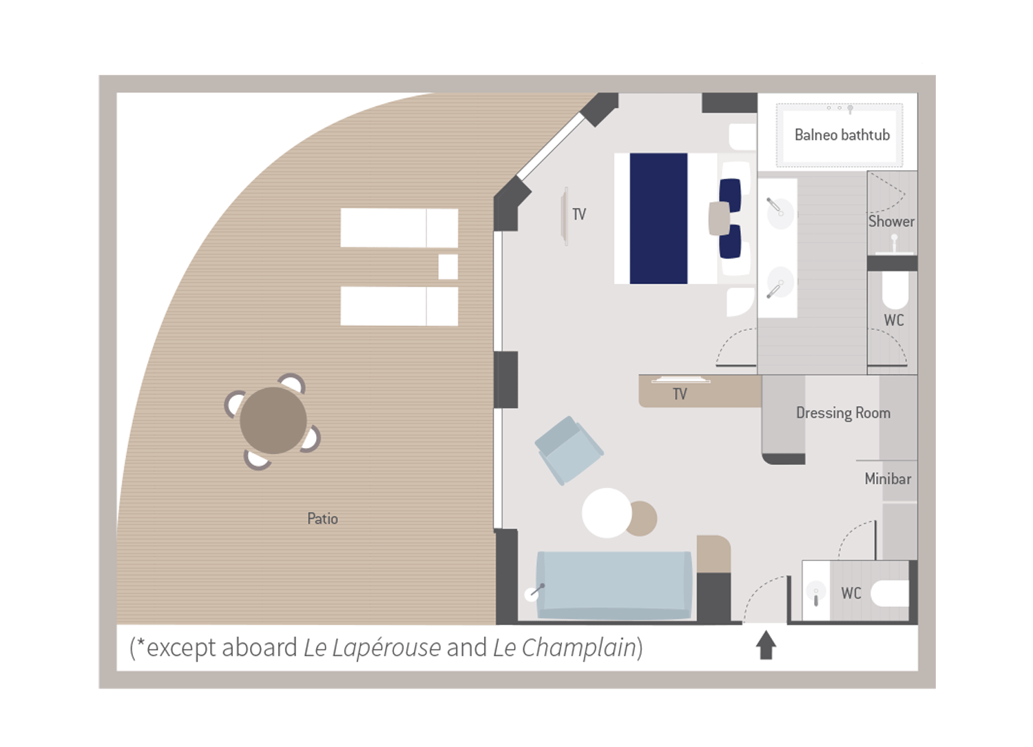 Grand Deluxe Suite stateroom on Le Champlain
