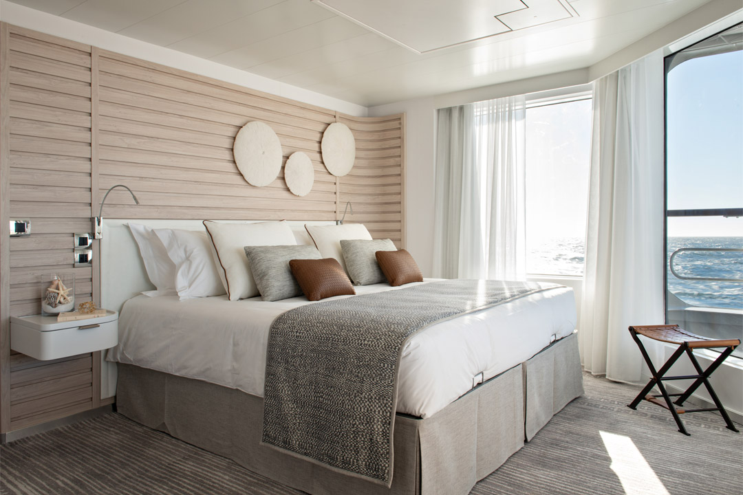  Suites are some of the most comfortable accommodations onboard <em>Le Bougainville</em>. 