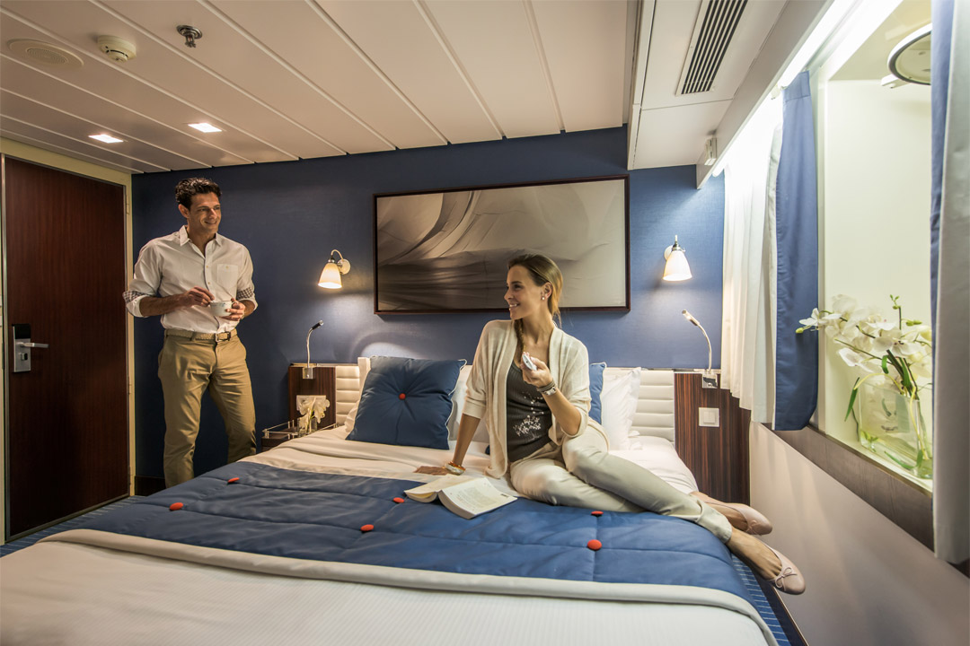  The accommodations onboard <em>Le Ponant</em> will make you feel right at home.