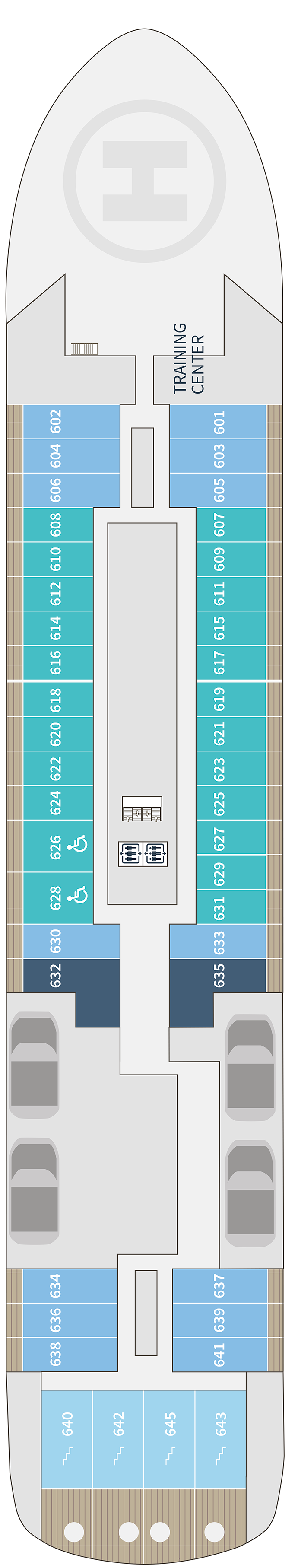 Deck 6 deck plan for Le Commandant Charcot