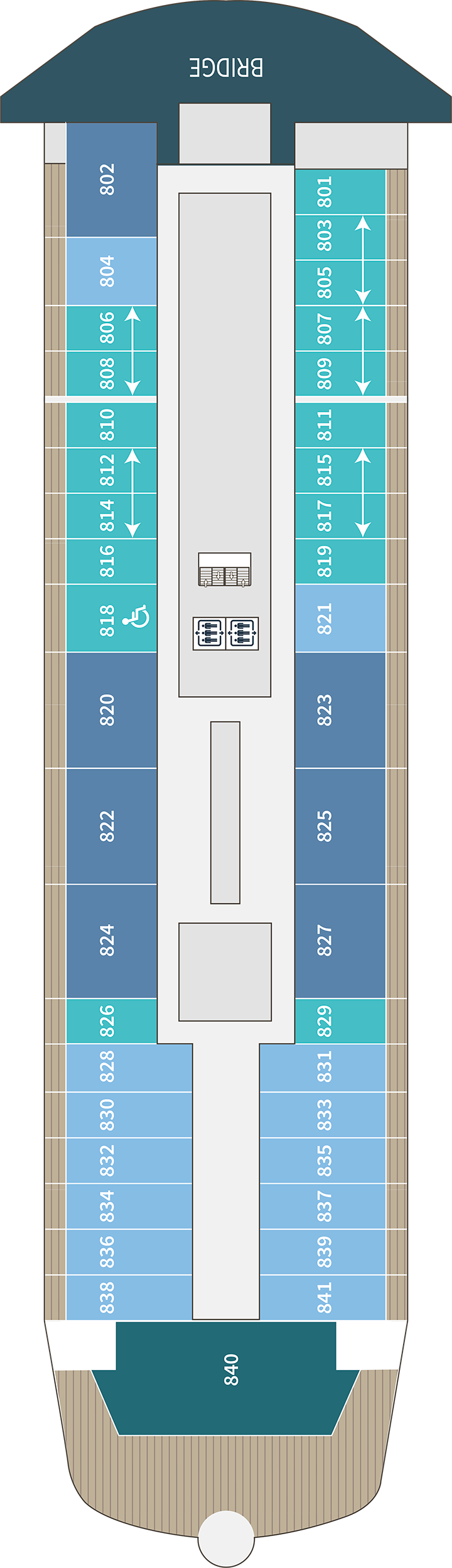 Deck 8 deck plan for Le Commandant Charcot