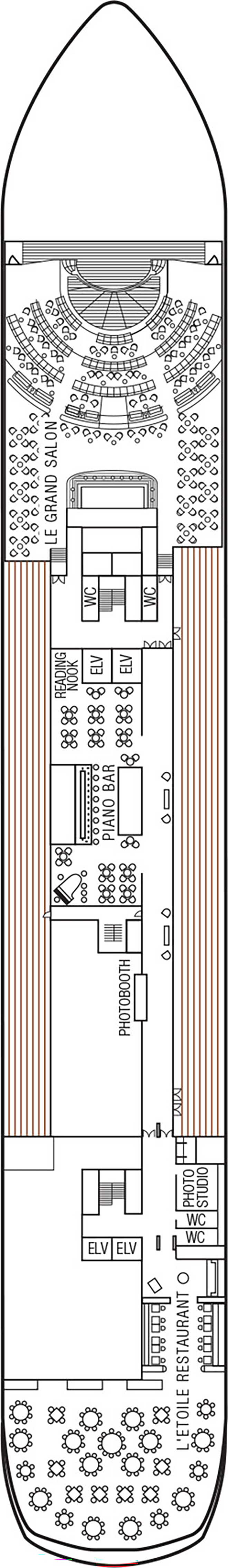 Deck 5 deck plan for m/s Paul Gauguin