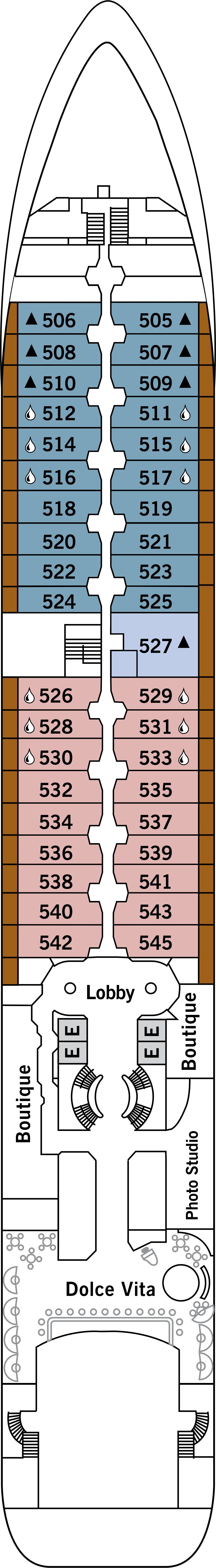 Deck 5 deck plan for Silver Cloud